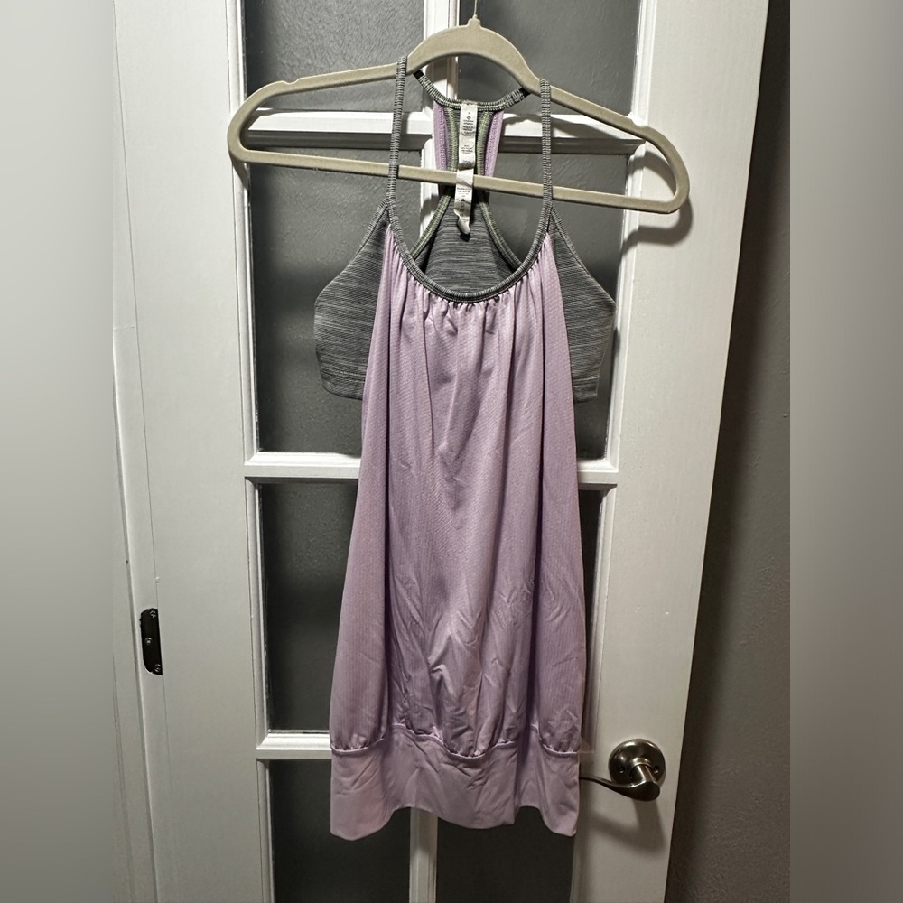 ⭐️SOLD⭐️Lululemon No Limits Tank Top Light Purple Wee Stripe White - Picture 3 of 7